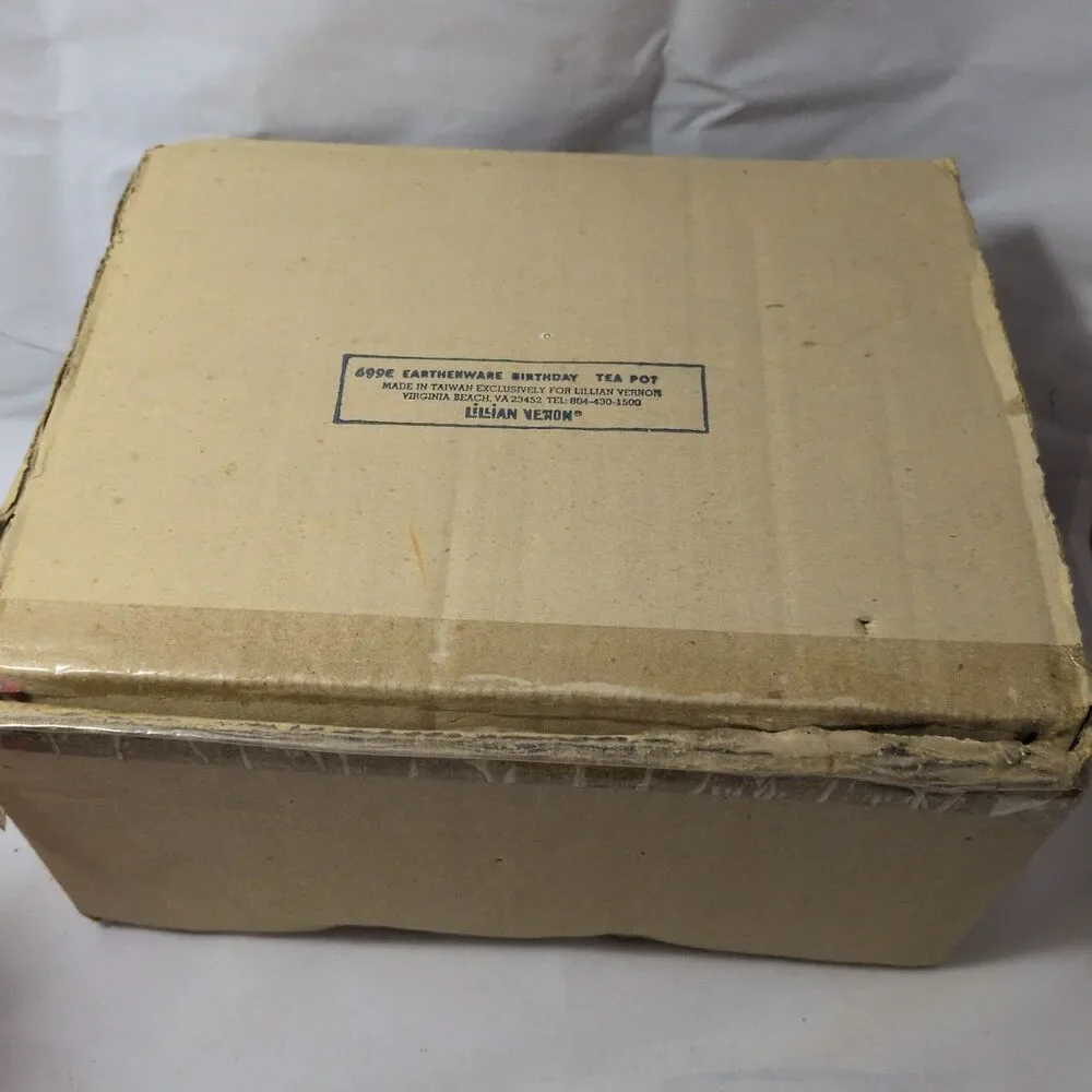 Vintage Lillian Vernon Happy Birthday Ceramic Teapot With Original Box